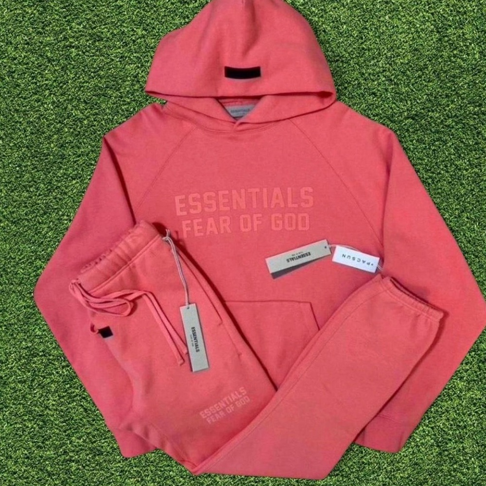 Fear of God Essentials Pink Hoodie and Sweatpants